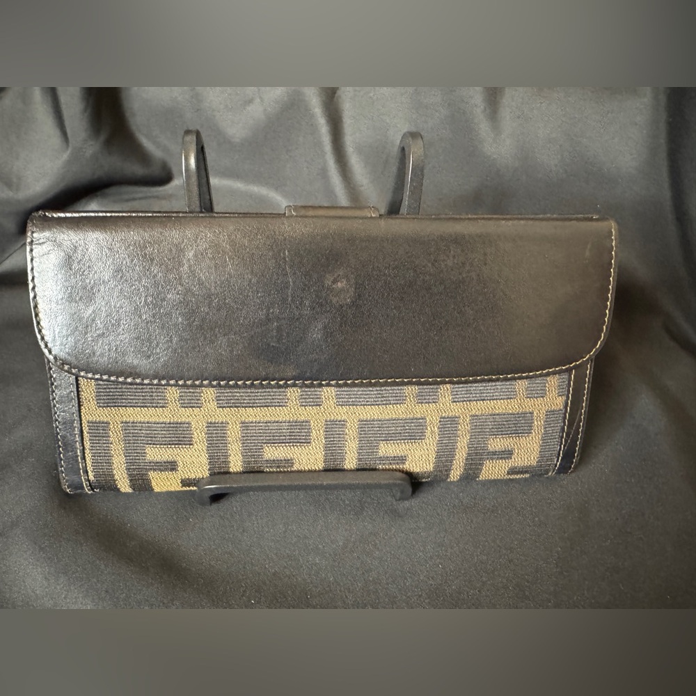 Fendi Zucca Black and Brown Wallet